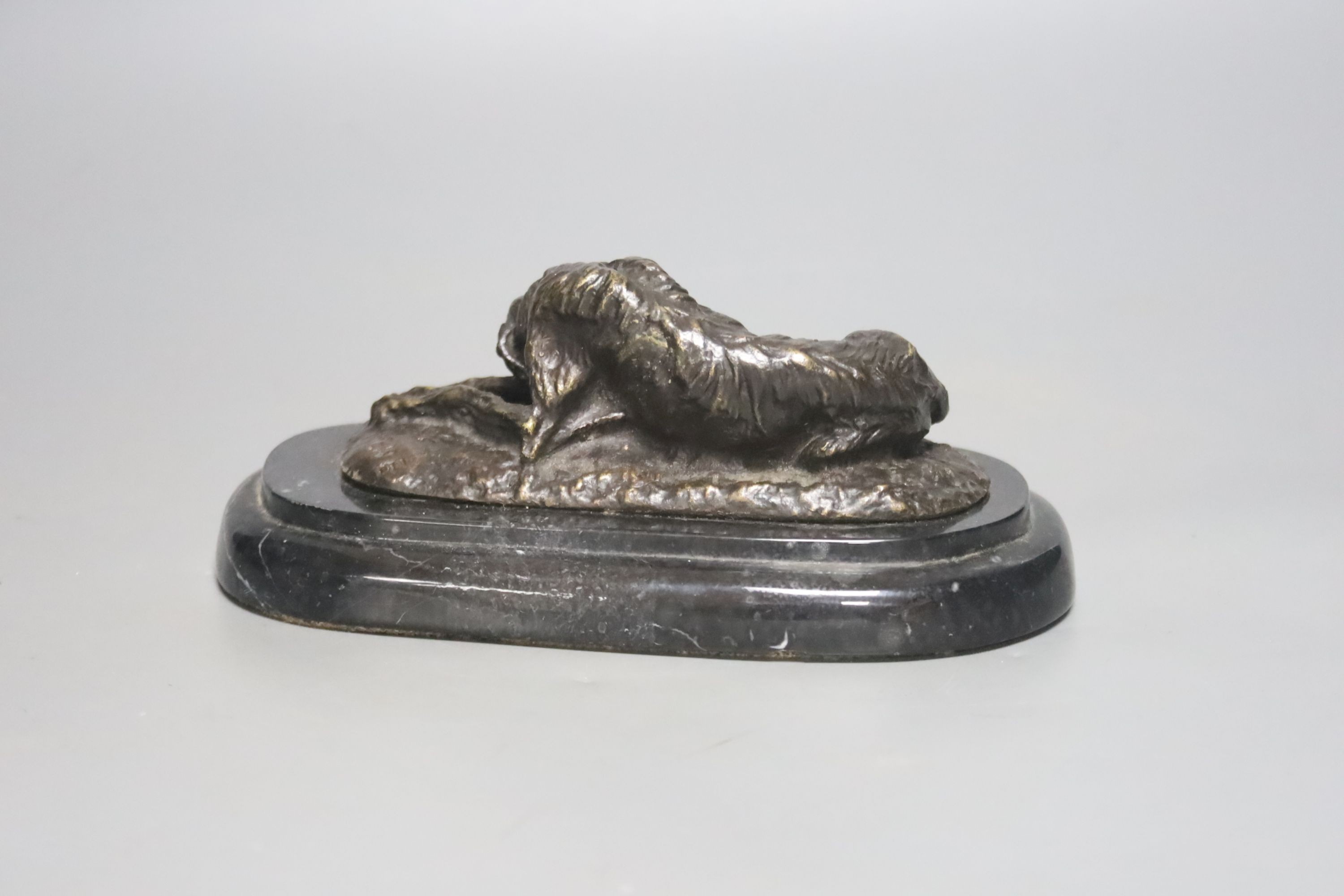 After Mene, bronze of a recumbent Borzoi